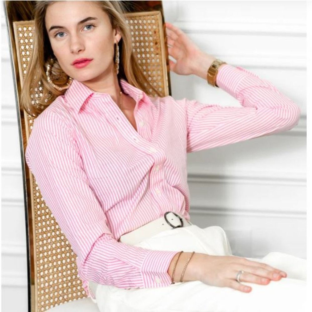 The Shirt Factory Pink White Button Up Top size 40